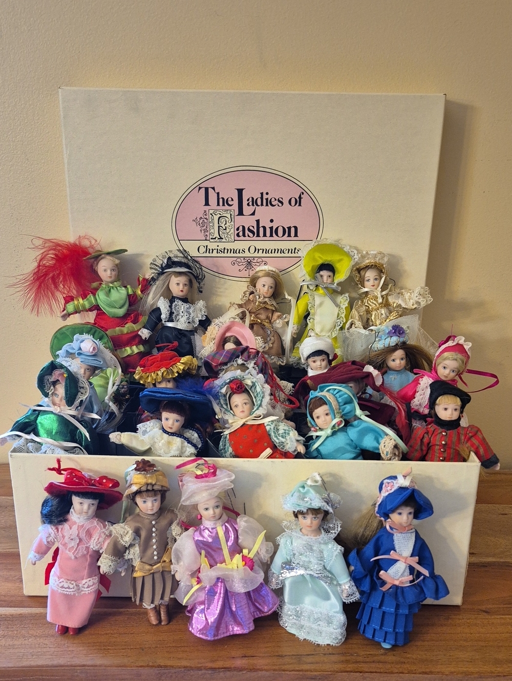 Danbury Mint The Ladies of Fashion Assorted Mini Doll Ornaments- Full Set of 25